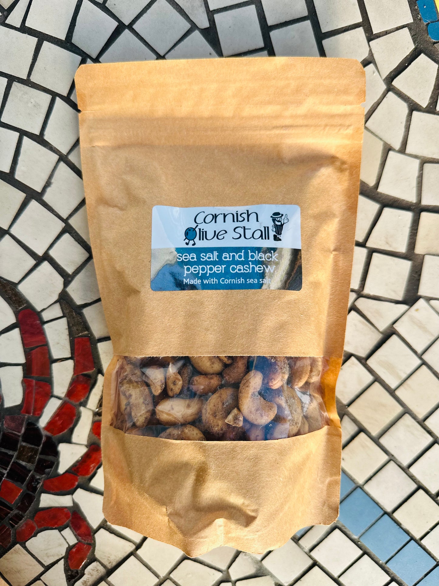 Cornish Olive Stall Sea Salt & Black Pepper Cashew Nuts Made With Cornish Sea Salt