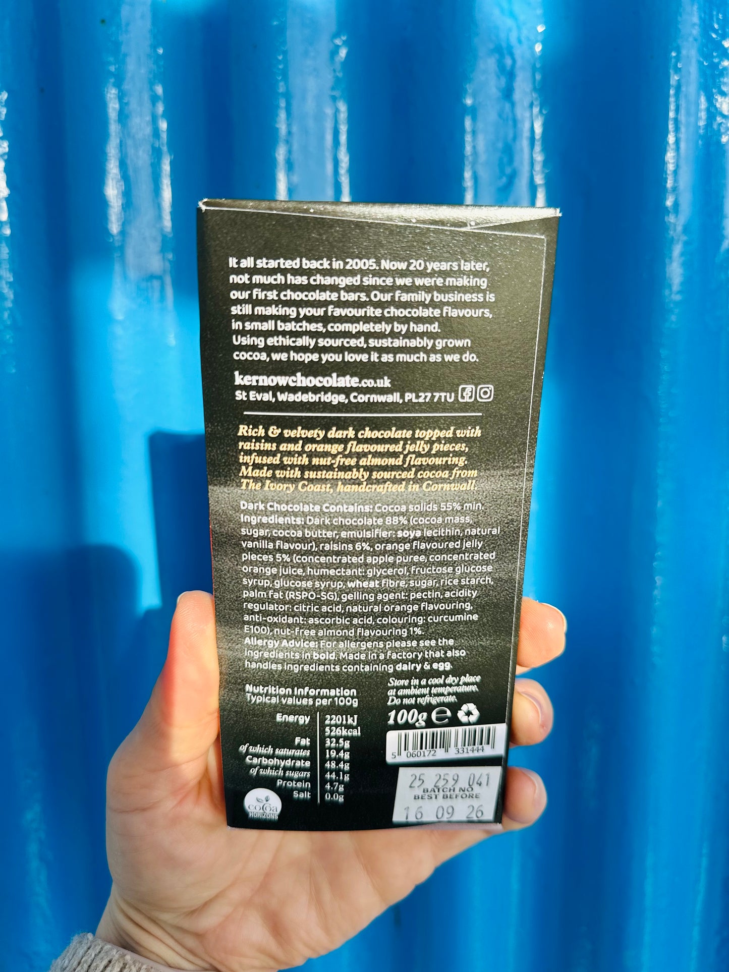 Kernow Chocolate 100g Winter Stollen dark chocolate