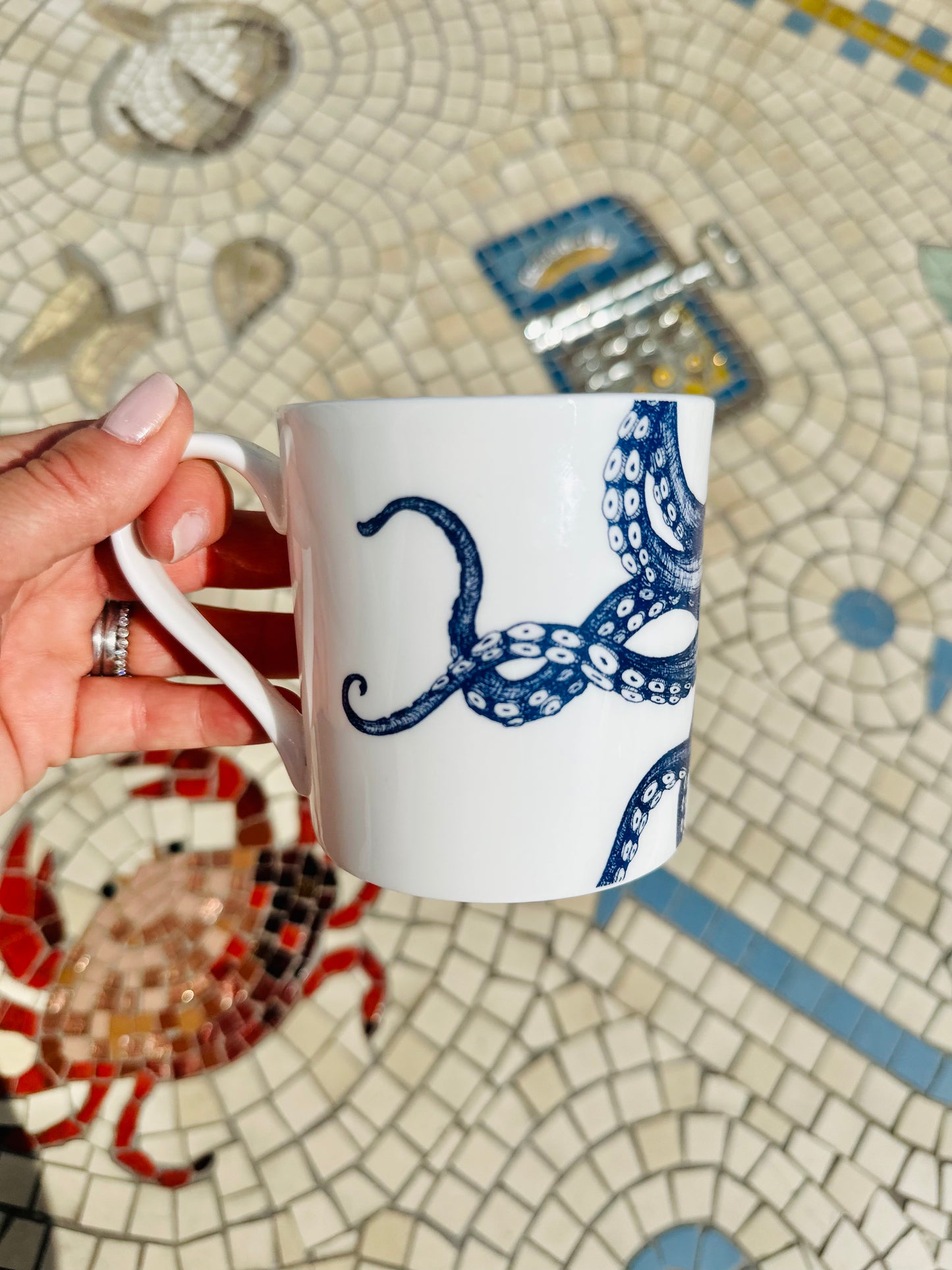 Cream Cornwall Bone China Octopus mug