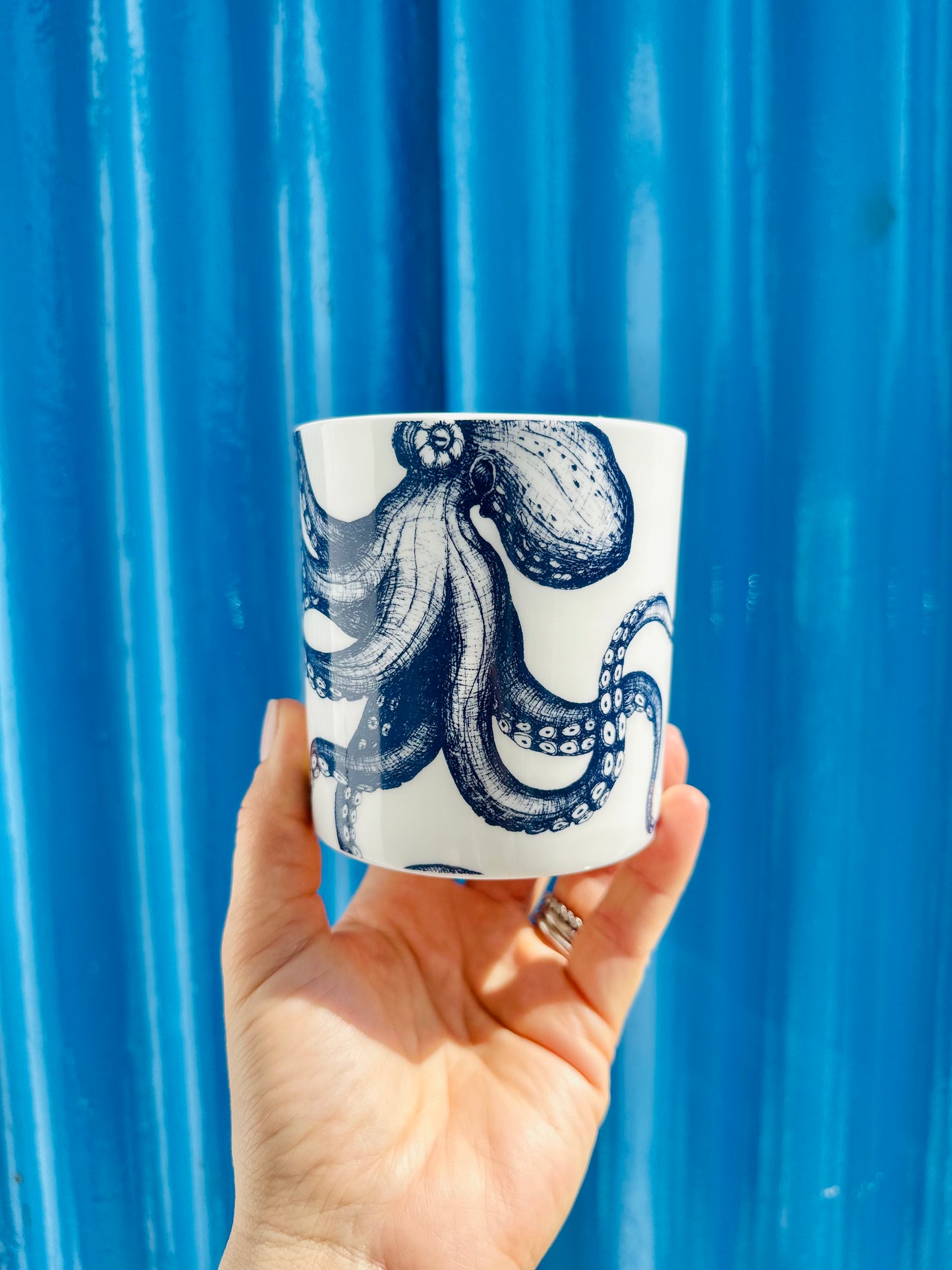 Cream Cornwall Bone China Octopus mug