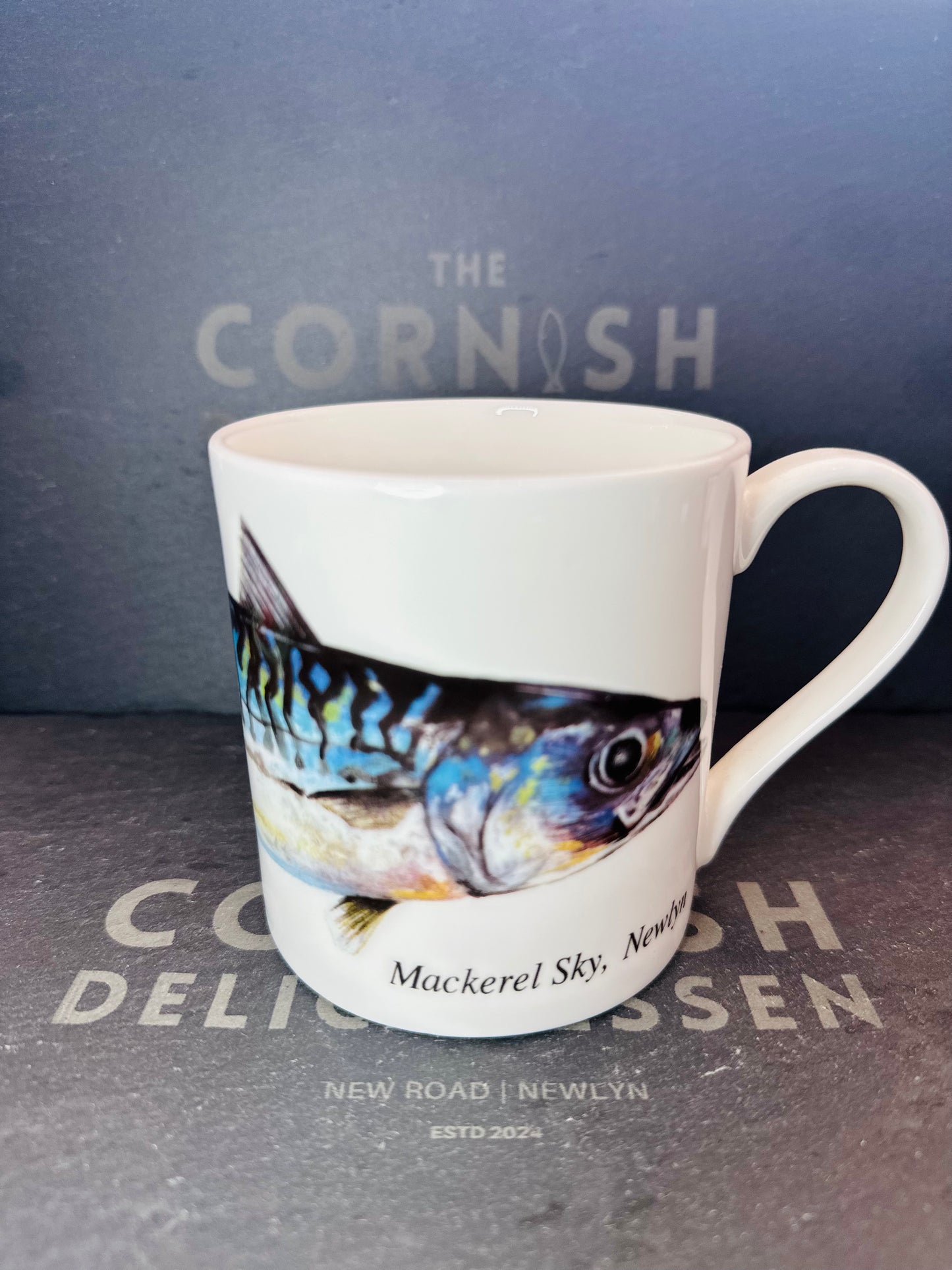 Mackerel Sky, Newlyn Bone China mackerel mug