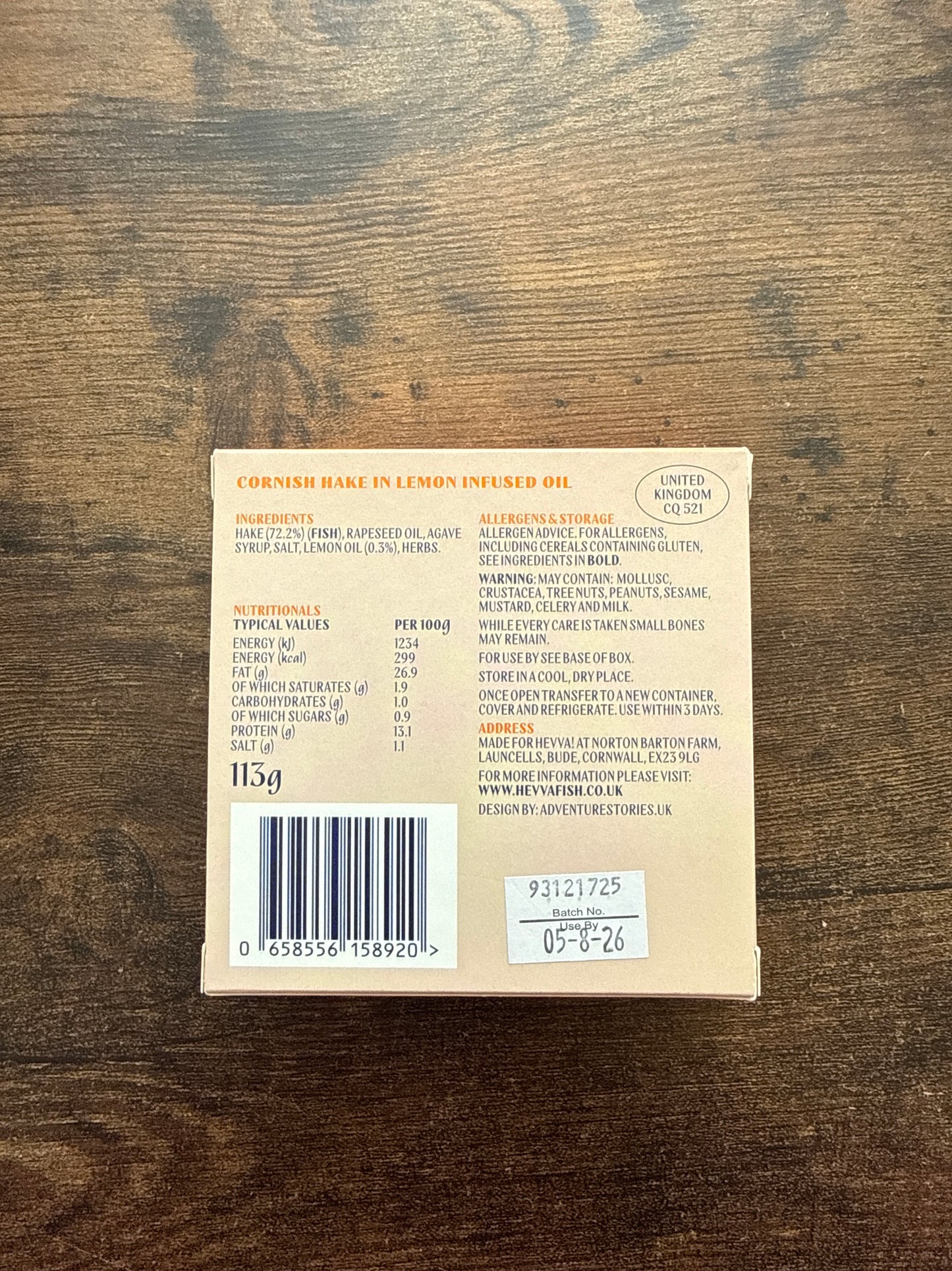 Hevva! Canned Cornish Hake in Lemon