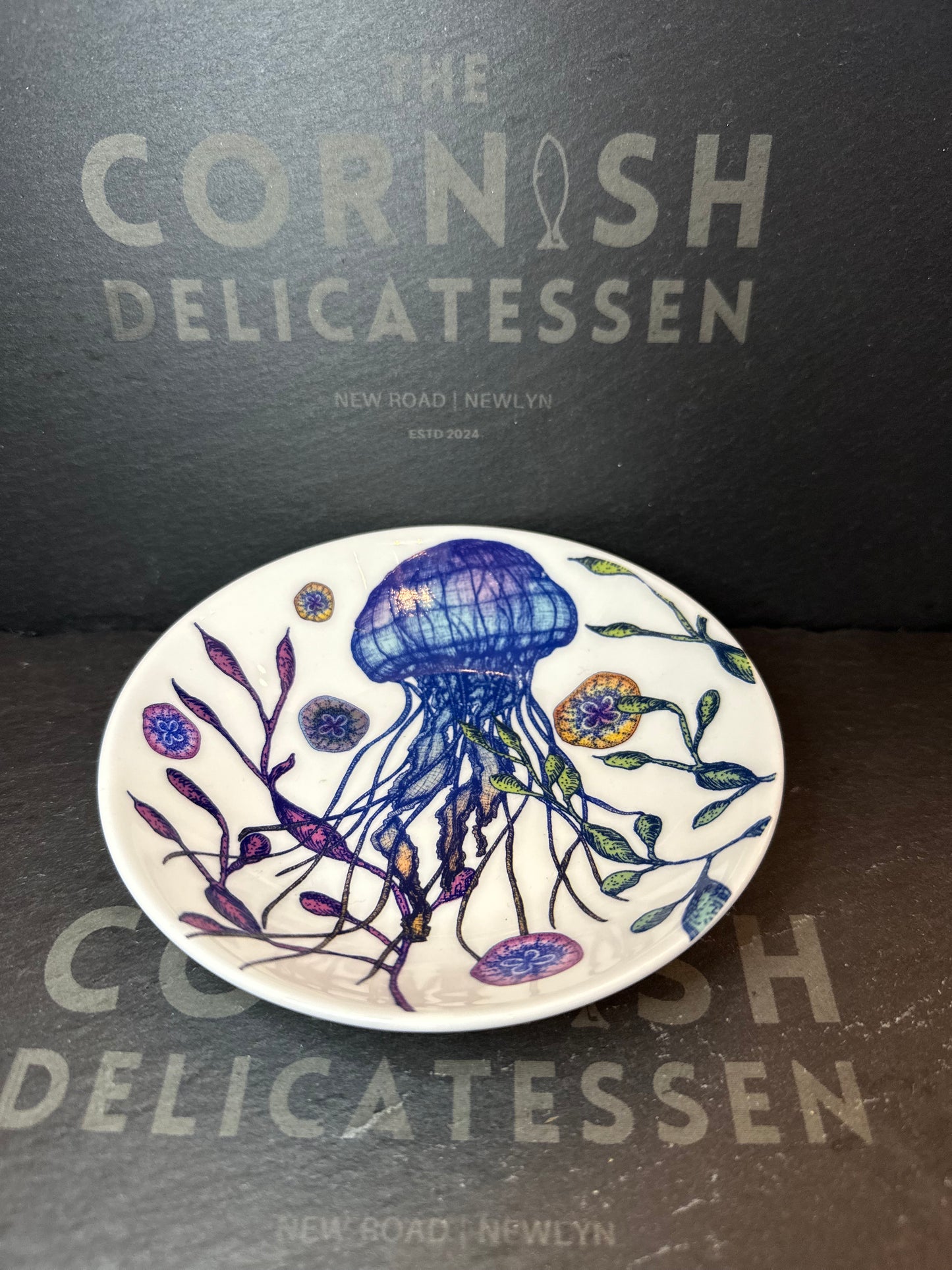 Cream Cornwall Bone China Nibbles Dish - Jellyfish reef