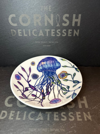 Cream Cornwall Bone China Nibbles Dish - Jellyfish reef