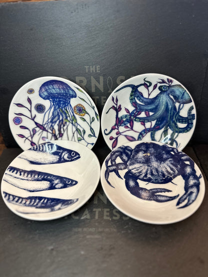 Cream Cornwall Bone China Nibbles Dish - Jellyfish reef