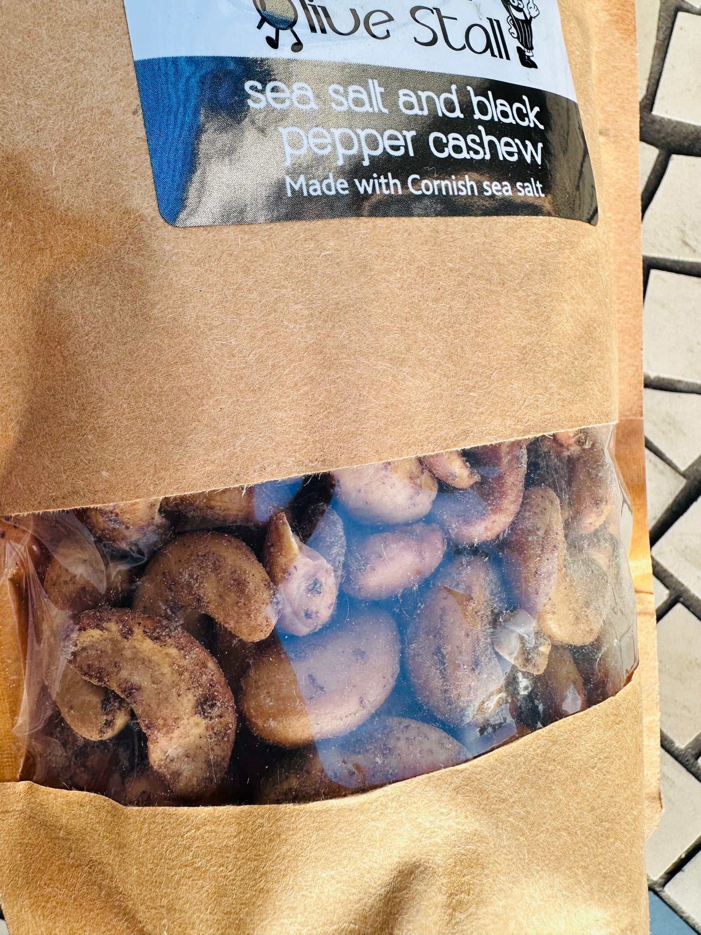 Cornish Olive Stall Sea Salt & Black Pepper Cashew Nuts Made With Cornish Sea Salt