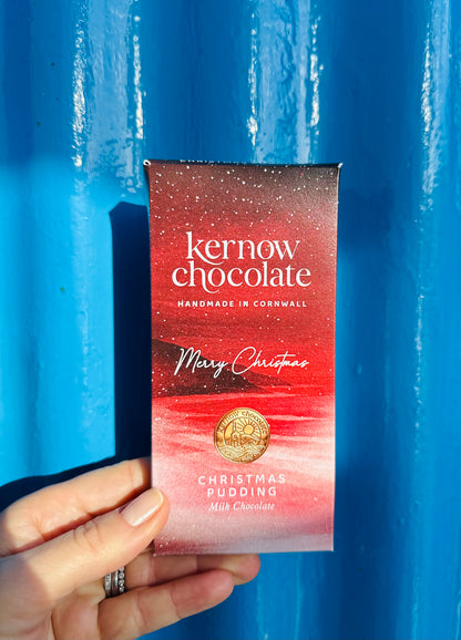 Kernow Chocolate 100g Christmas Pudding Milk Chocolate bar