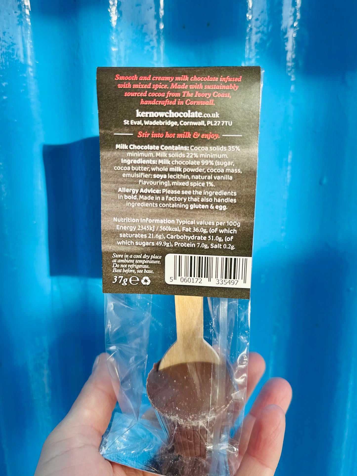 Kernow Chocolate 37g Christmas Pudding hot chocolate spoon