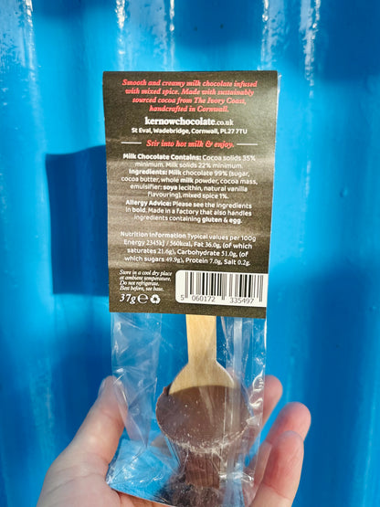 Kernow Chocolate 37g Christmas Pudding hot chocolate spoon
