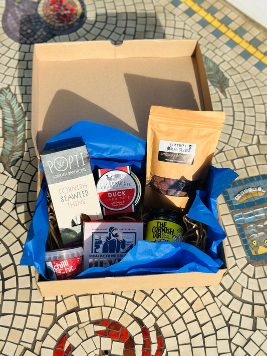 Savoury hamper with cornish food products